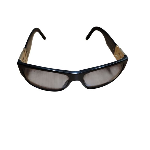 Versace Black Shield Sunglasses Gold Greek Key Temple MOD 4296